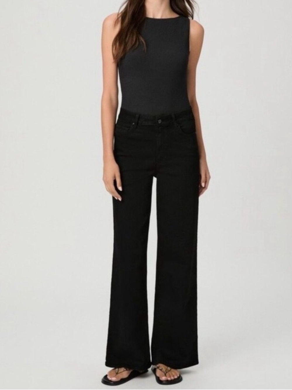 Paige Anessa 31" Wide Leg Jean High Rise Black Shadow, Size 27